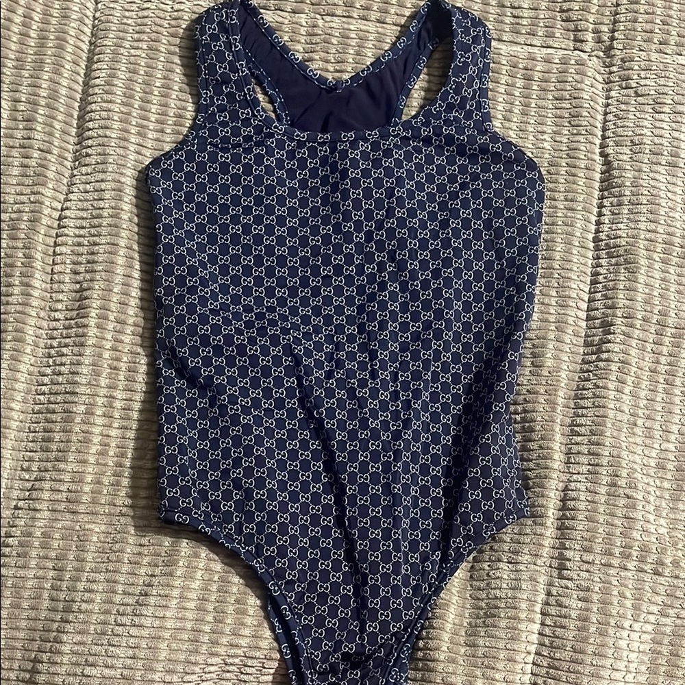 Gucci Blue Monogram One-Piece Swimsuit